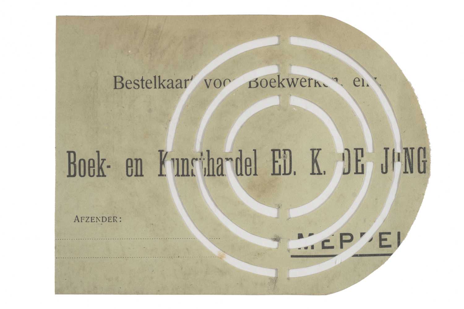 Voorwerp uit notitieboekje van Zernike, voor- en achterzijdeObject from Zernike’s notebook, front and back